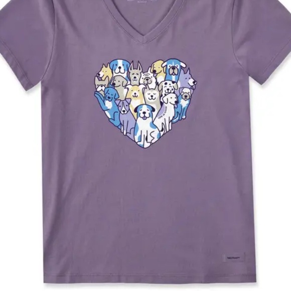 Life Is Good Tops - Life Is Good Purple Dog Lover Heart T-Shirt Small